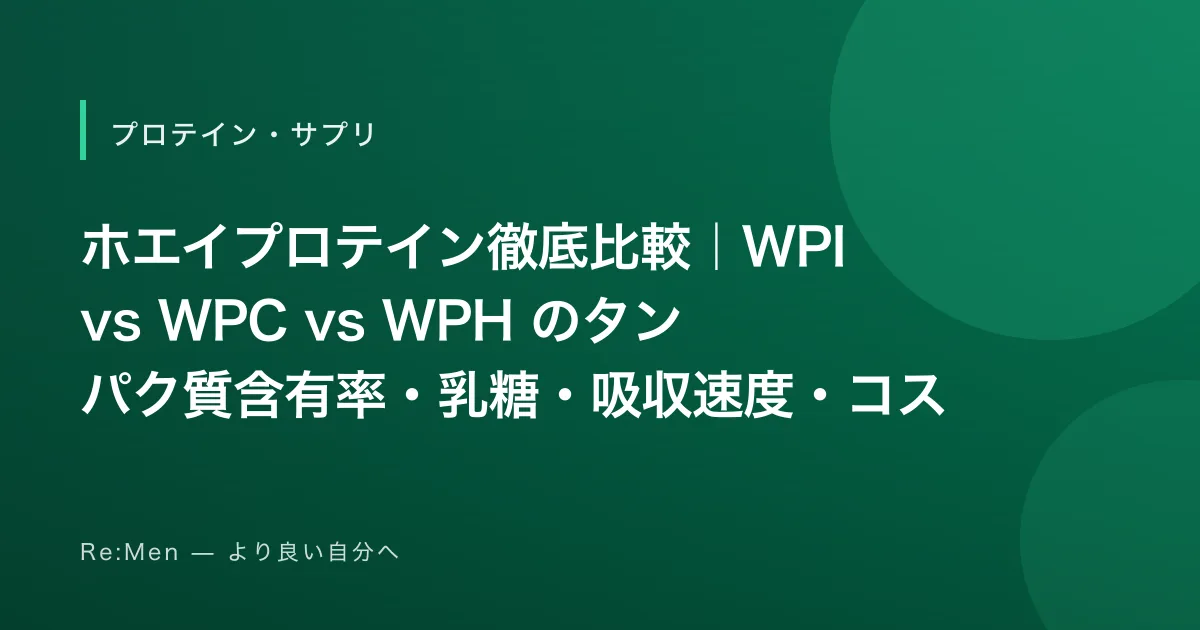 ホエイプロテイン徹底比較｜WPI vs WPC vs WPH のタンパク質含有率・乳糖・吸収速度・コストを解説【2026年版】