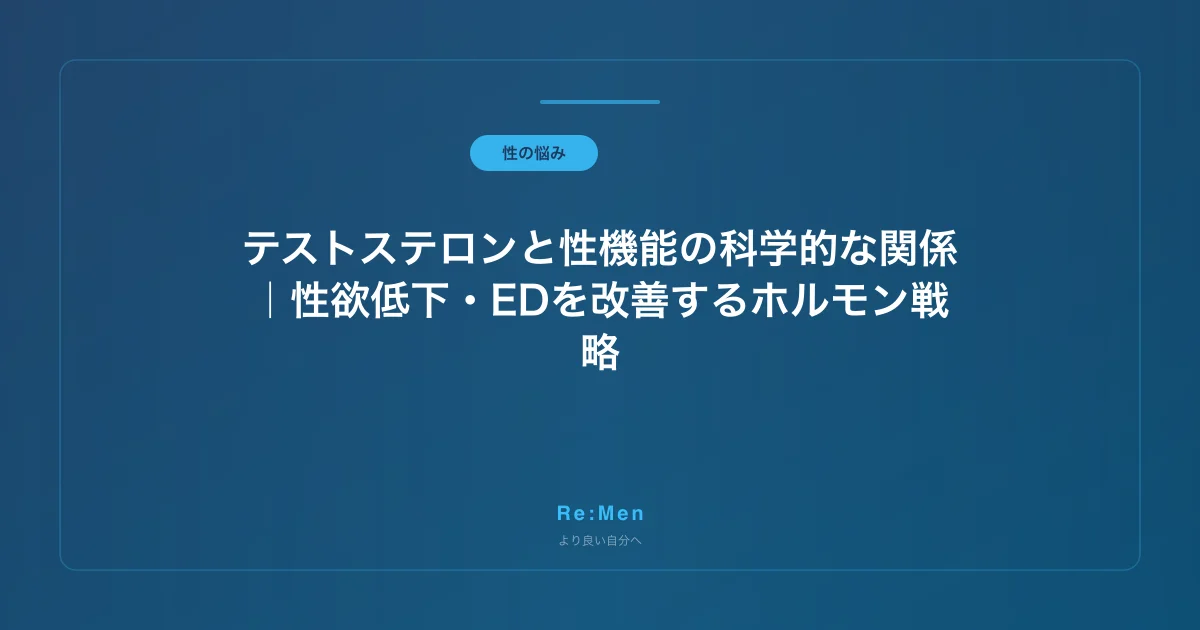 テストステロンと性機能の科学的な関係|性欲低下・EDを改善するホルモン戦略