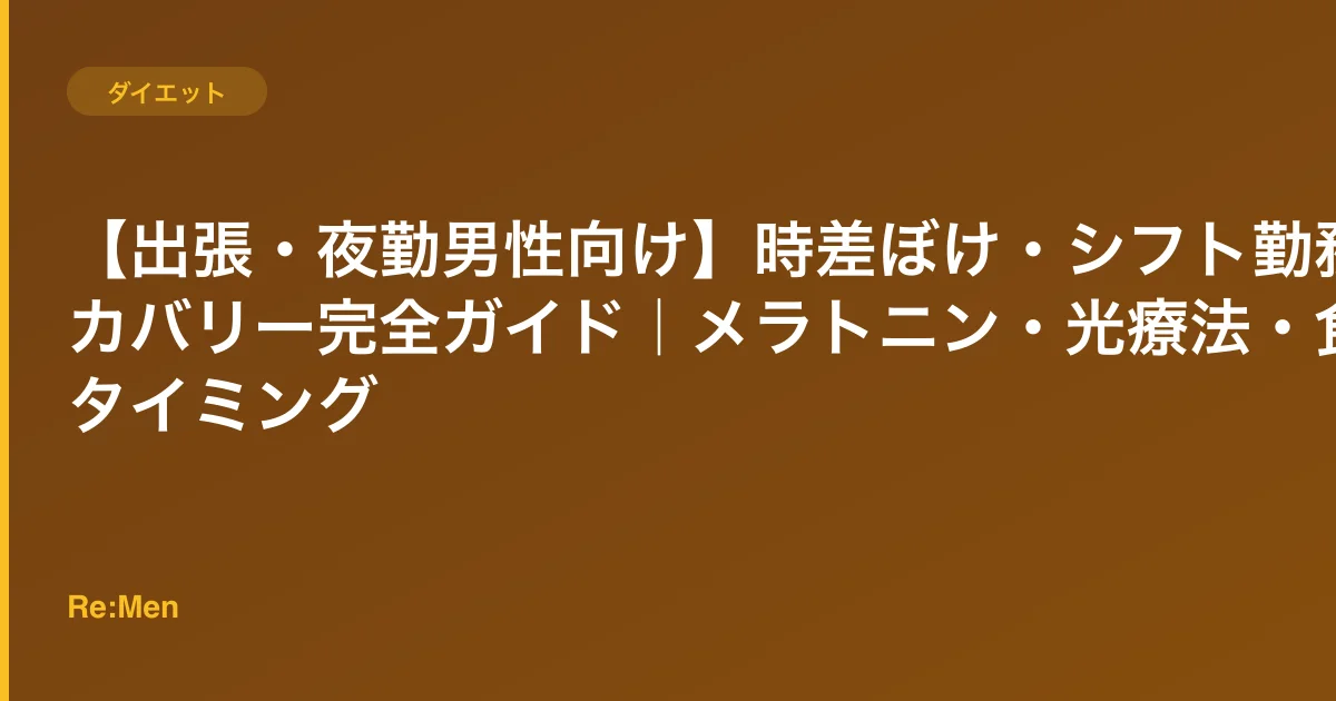 【出張・夜勤男性向け】時差ぼけ・シフト勤務リカバリー完全ガイド|メラトニン・光療法・食事タイミングのサムネイル画像