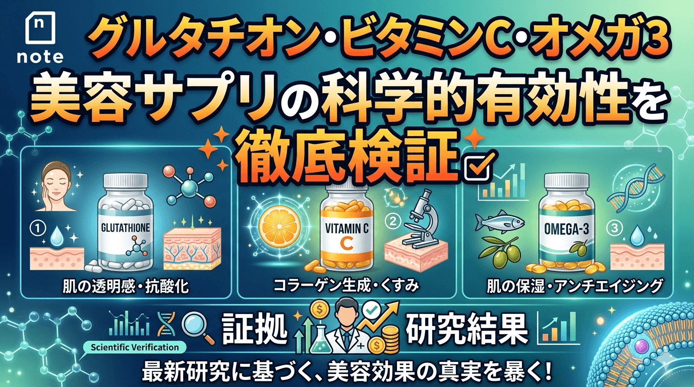 グルタチオン・ビタミンC・オメガ3——美容サプリの科学的有効性を徹底検証のメイン画像